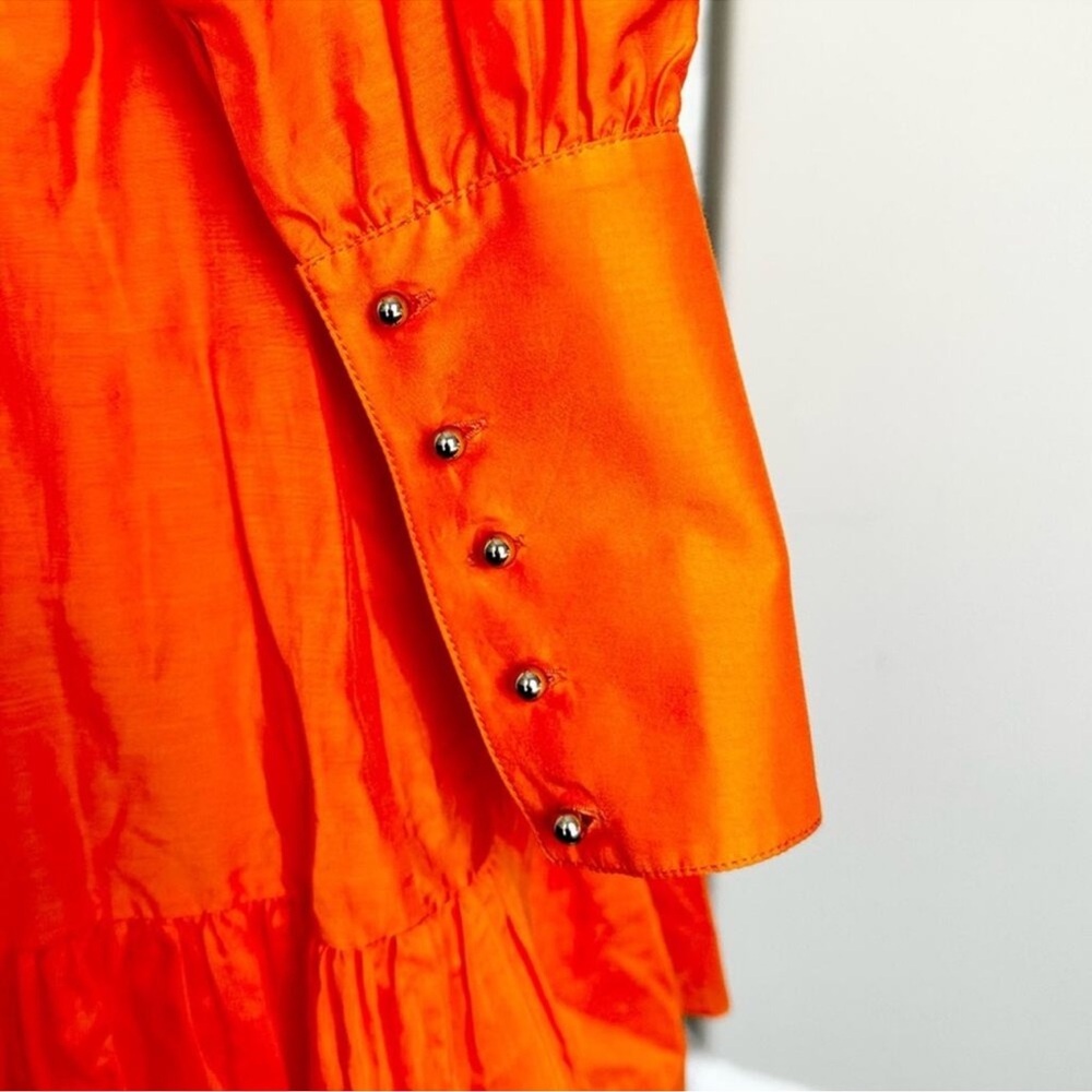 Robert Rodriguez Orange Silk Ling Sleeve Dress With Belt Size 2 NWT - Picture 7 of 13